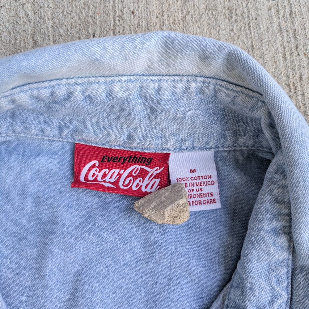 Vintage 90s Coca Cola Denim Button Down Shirt - Picture 4 of 9